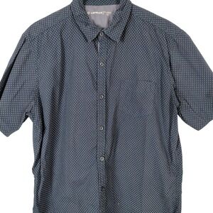 Airwalk‎ Mens XL Navy Blue Geometric Micro Print Short Sleeve Button Down Shirt